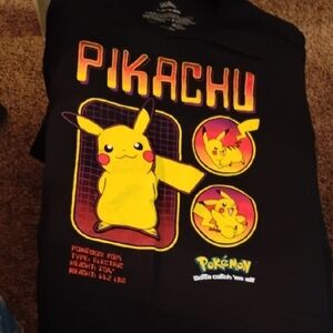 Pokemon Black Tee with Pikachu, Gotta Catch Em All! #025